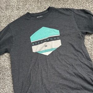 Billabong Men's Charcoal and Aqua Graphic Tee